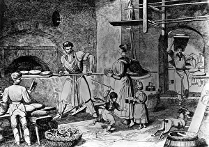 Bakeries: professions, baker, The Baker, wood engraving