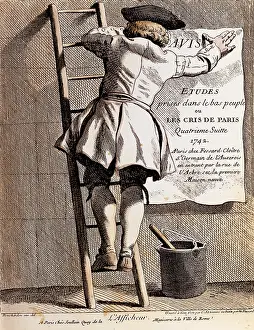 Peuples: professions, billposter, etching by Etienne Fessard