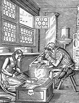 Fibula: professions, broochmaker, woodcut, Staendebuch