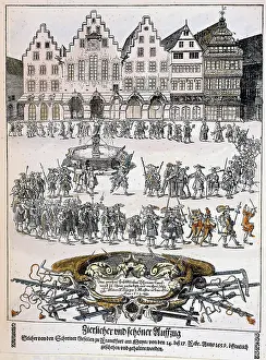 Burghers: professions, carpenter, guild procession in Frankfurt