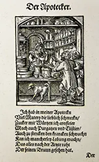 1539: professions, chemist, woodcut, from Staendebuch