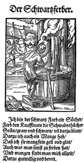 Liter: professions, dyer, black dyer at vat, preparing