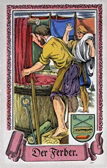Handcraft: professions, dyer, circa 1575, colour print
