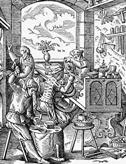 Journeymen: professions, goldsmith, woodcut, Staendebuch