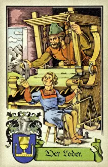 professions, Loden weaver, circa 1575, colour