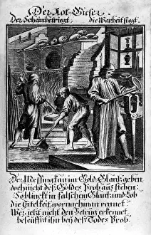 Weigel: professions, men, copper caster, copper engraving
