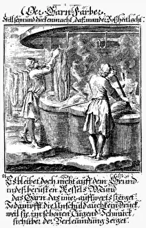 Weigel: professions, men, dyer, two yarn dyers stirring
