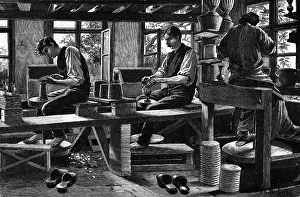 Potters: professions, men, turner, Master and apprentices
