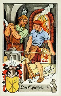 Halberd: professions, spear smith, circa 1575, colour