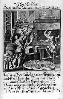 Journeyman: professions, spurrer, copper engraving from Staendebuch