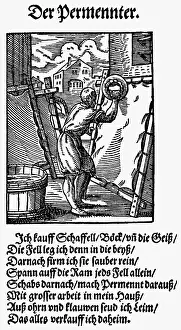 Scraper: professions, vellum maker, woodcut, Staendebuch