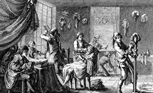 Wigmaker: professions, wigmaker, store, copper engraving
