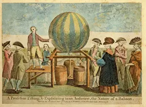 Explaining: A professor explaining to an audience the nature of a balloo