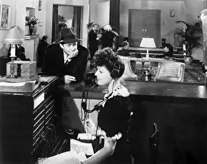 Employ: Profile of a woman working on the telephone switchboard