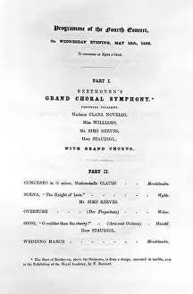 Vocalists: Programme for Beethoven's grand choral symphony, 1852