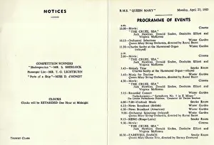 Notices: Programme of Events on board RMS Queen Mary