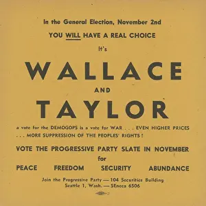 Dominating: Progressive Party campaign poster in the 1948