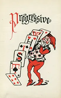 Progressive: Progressive Whist playing cards scorecard, Pixie or Elf