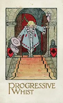 Diamonds: Progressive Whist playing cards scorecard, servant bowing