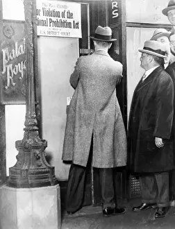 Closure: Prohibition: Sign in front of the Palais Royal in the US