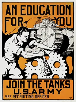 Recruiting: Propaganda print of a man conducting mechanical