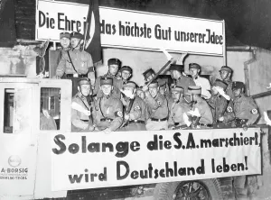 Torches: Propaganda trip of the SA with torches, circa 1920s