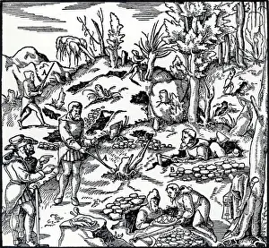 Manner: Prospecting for metals using divining rods. (Basle