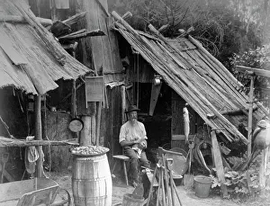 Prospector: Prospector sits in front of his prospectors hut