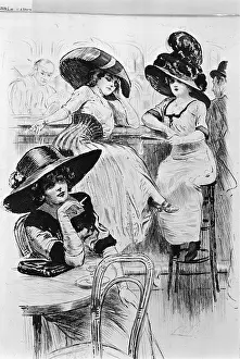 Libel: prostitution, prostitutes in bar, drawing by