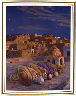 Pilgrimage: Prostration in prayer. Illustration by E. Dinet