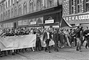 Liberalization: Protest - march - demonstration - banner - flag - Brno