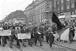 Liberalization: Protest - march - demonstration - banner - flag - Brno