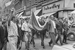 Liberalization: Protest - march - demonstration - banner - flag - Brno