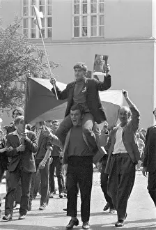 Liberalization: Protest - march - demonstration - flag - Brno