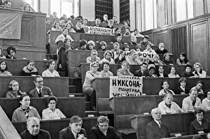Professors: Protest meeting in MSU lecture hall, 1971