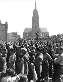 Wirtschaft: Protest of workers in Frankfurt 1950