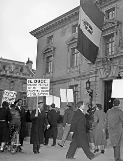 Fascist: Protesters in front of the Italian Embassy in Washington DC