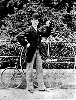 Hatted: Proud owner and his penny farthing bicycle