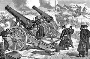 Bombarding: Prussian Siege Battery before Paris; Franco-Prussian War, 18