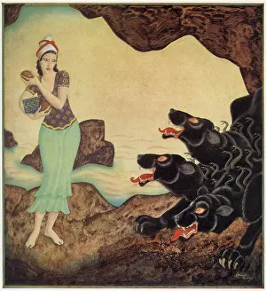 Psyche: Psyche and Cerberus - Edmund Dulac