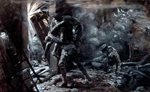 Finlayson: Pt Finlayson, 2nd Bat Scots Guards, carries wounded Officers