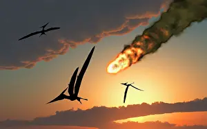 Pteranodon: Pteranodons in flight, unaware of the danger that a ?