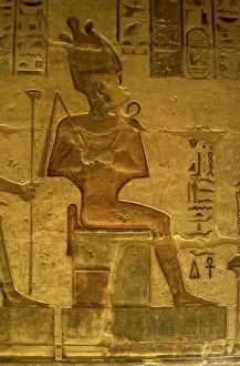 Crook: Ptolemaic temple of Hathor and Maat. God Osiris. Seated figu