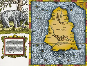 Colorization: Ptolemy's Map of Ceylon, 2nd Century