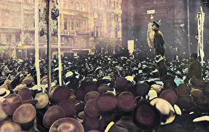 Revolutionists: Public gathering around a speaker during Revolution, Russia