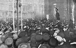 Revolutionist: Public gathering around a speaker during Revolution, Russia