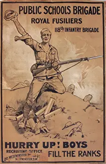 Hassall: Public Schools Brigade poster, WW1