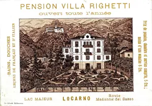 Publicity Card, Pension Villa Righetti, Locarno, Italy