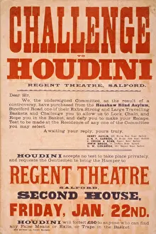Houdinis: Publicity poster with Harry Houdini's reply ?