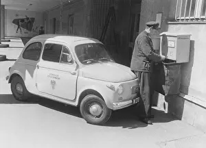 Letterbox: Puch 500 in use for letterbox emptying. Post car. 1958